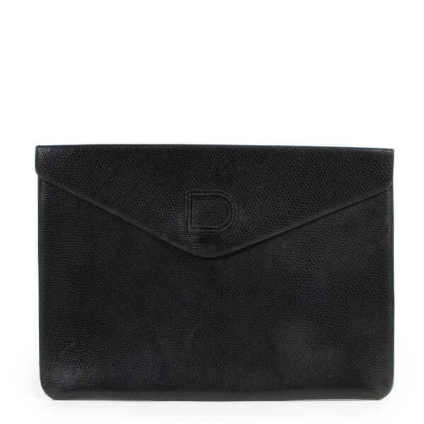 Shop now for your pre-loved, 100% authentic Delvaux Black Grained Leather Clutch, at Labellov.