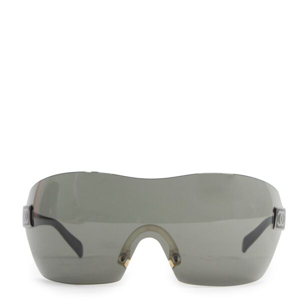 Chanel 4111 Black Translucent Rimless Shield Sunglasses