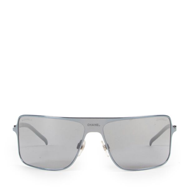 Shop authentic second hand vintage luxury designer Chanel Grey Square Metal Frame Sunglasses 4098 at Labellov.
