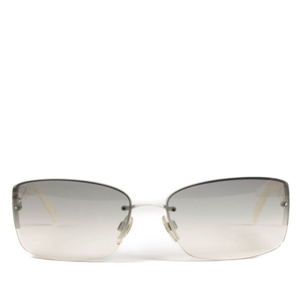 Shop safe online at Labellov these 100% authentic second hand Chanel White 4117 CC Crystal Sunglasses