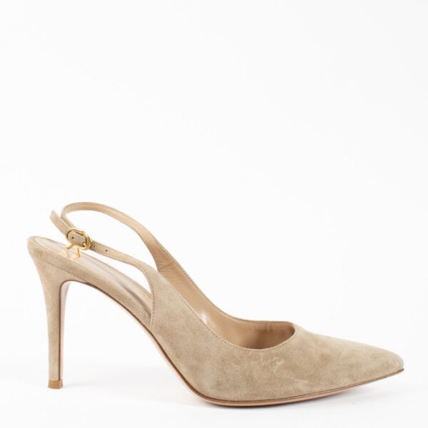 shop 100% authentic second hand Gianvito Rossi Beige Suede Slingbacks - Size 40 1/2 on Labellov.com