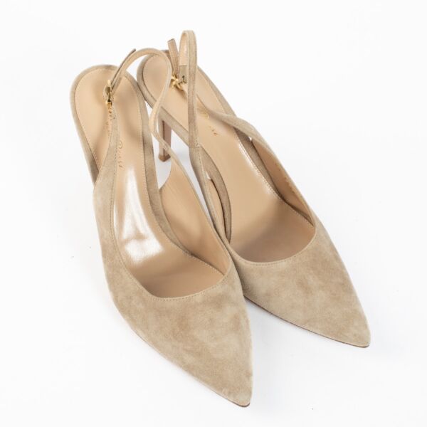 Gianvito Rossi Beige Suede Slingbacks - Size 40 1/2