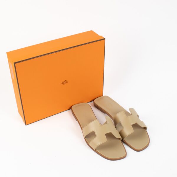 Hermès Beige Lin Oran Sandals - Size 41