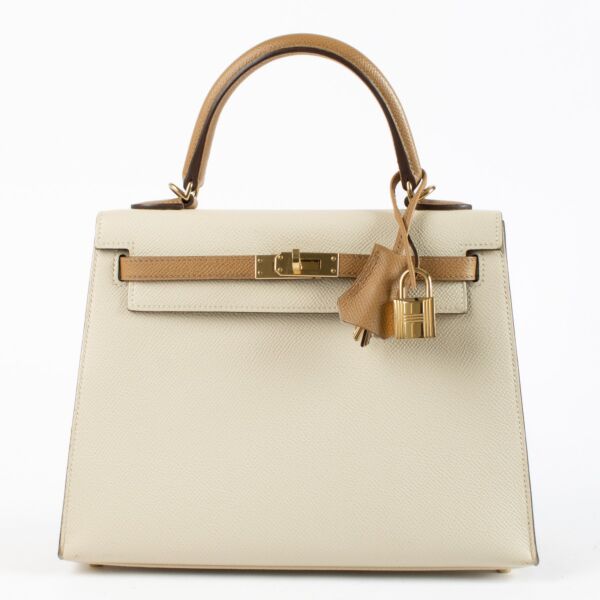 Hermès HSS Kelly 25 Craie/Biscuit Epsom GHW