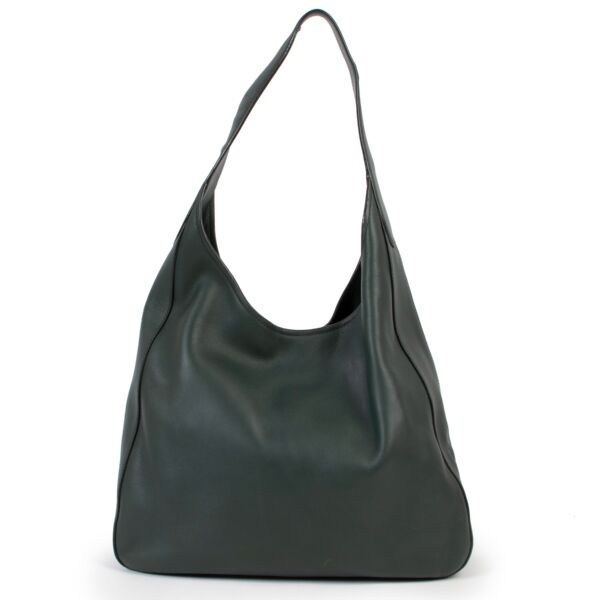 Shop authentic second hand designer vintage luxury Prada Vitello Corsica Smeraldo Green Hobo Bag.