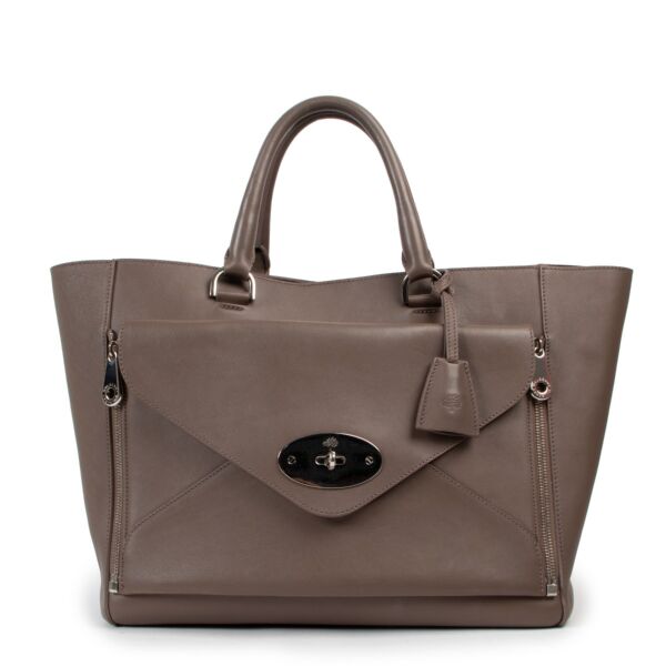 Mulberry Willow Taupe Calfskin Leather Large Top Handle