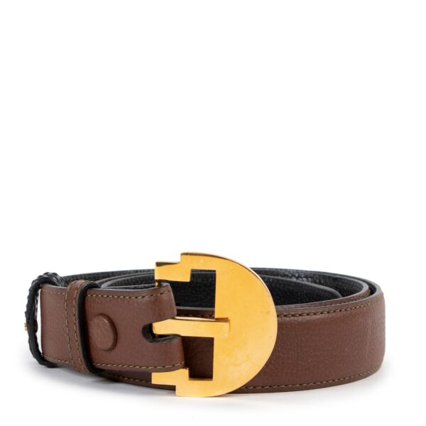 Delvaux brown and black reversible belt for the best price at Labellov