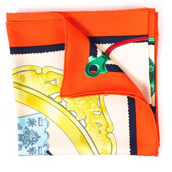 Buy an authentic second-hand Hermès Carré 90 Étriers Silk Scarf in very good condition at Labellov in Antwerp.