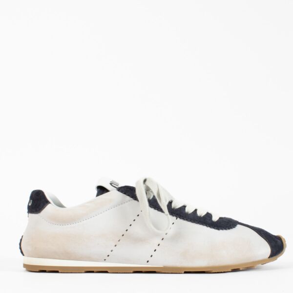 Miu Miu White Plume Bleached Nappa Leather Sneakers - Size 41