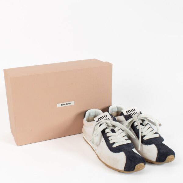 Miu Miu White Plume Bleached Nappa Leather Sneakers - Size 41