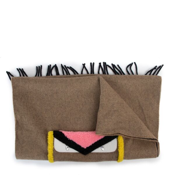Fendi Shearling Leather-Trimmed Fringed Wool-Cashmere Blend Scarf