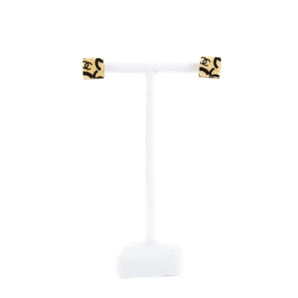 Chanel 02C Yellow Square CC Stud Earrings