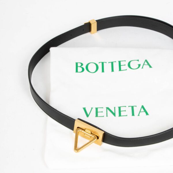 Bottega Veneta Black Calfskin Triangle Belt - Size 85