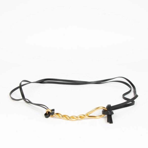 Bottega Veneta Black Calfskin Double Strap Belt