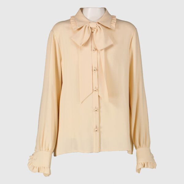 Celine Beige Ruffle Blouse Short - size 42