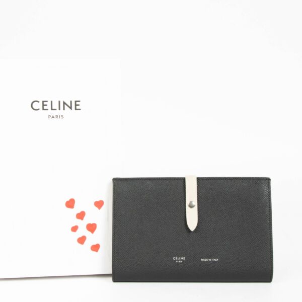 Celine Black Leather Strap Bifold Wallet