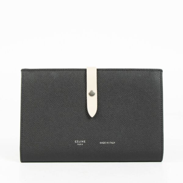 Celine Black Leather Strap Bifold Wallet