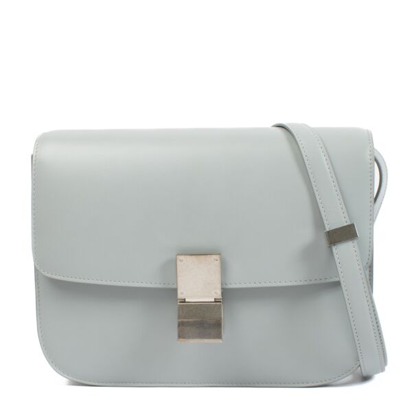 Come and shop the Celine Grey Shiny Calfskin Classic Box Bag at Labellov shop in antwerp or Knokke. 