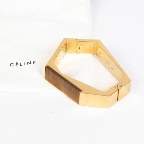 Celine Brass Angular Geometric Id Bracelet