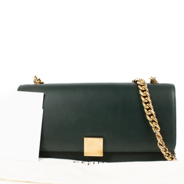 Celine Dark Green Small Case Chain Bag