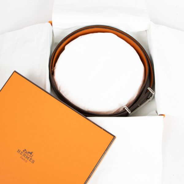 Hermès Brown and Orange Reversible Etrivière H Belt - size 80
