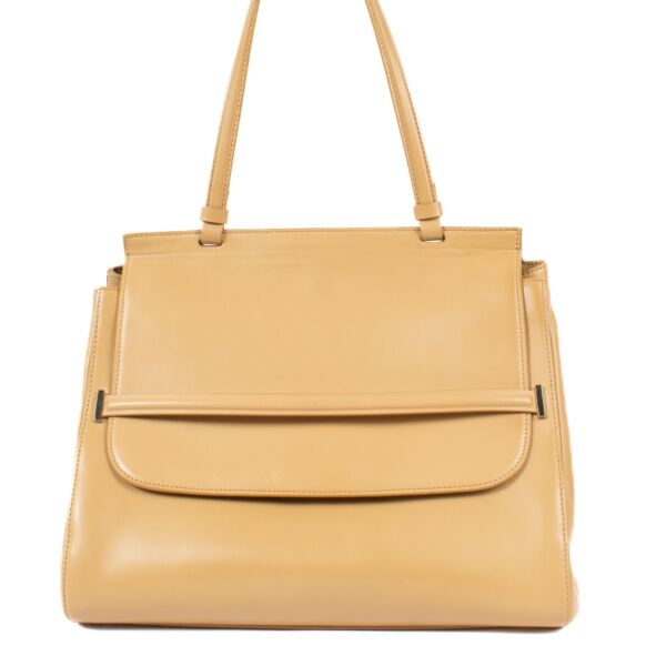 The Row 14 Beige Leather Top Handle Bag