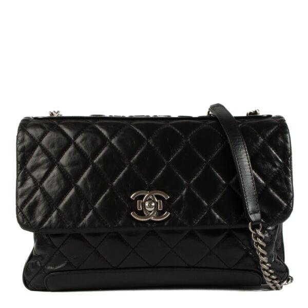 Chanel Black Glazed Calfskin Flap Bag