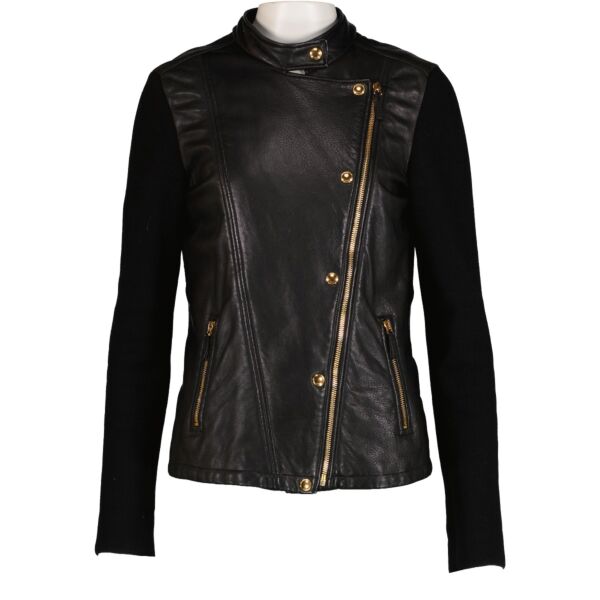 Gucci Black Leather Knit Jacket - Size S/M