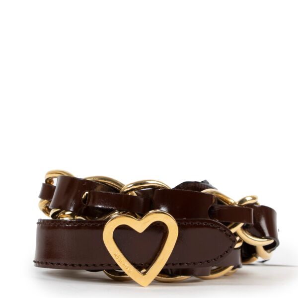 Moschino Gold Heart Chain Patent Leather Belt - Size IT44
