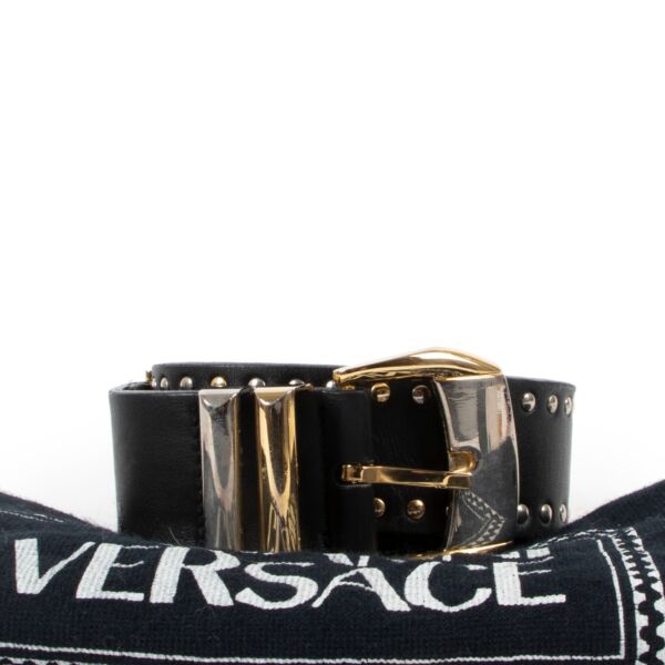 Gianni Versace Vintage Medusa Stud Leather Belt - Size 80