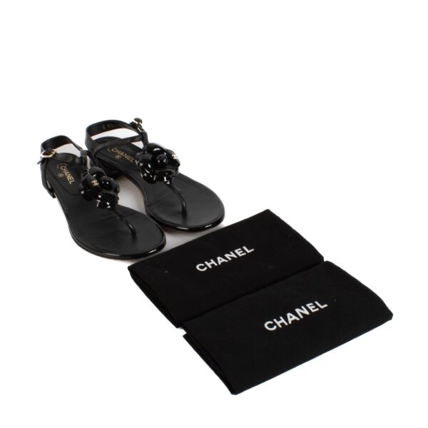 Chanel Black Camellia Sandals - size 37 