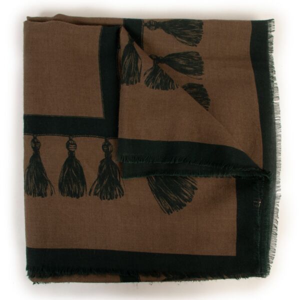 Shop authentic second hand luxury designer Delvaux Military Green Cashmere-silk Blend Scarf at Labellov