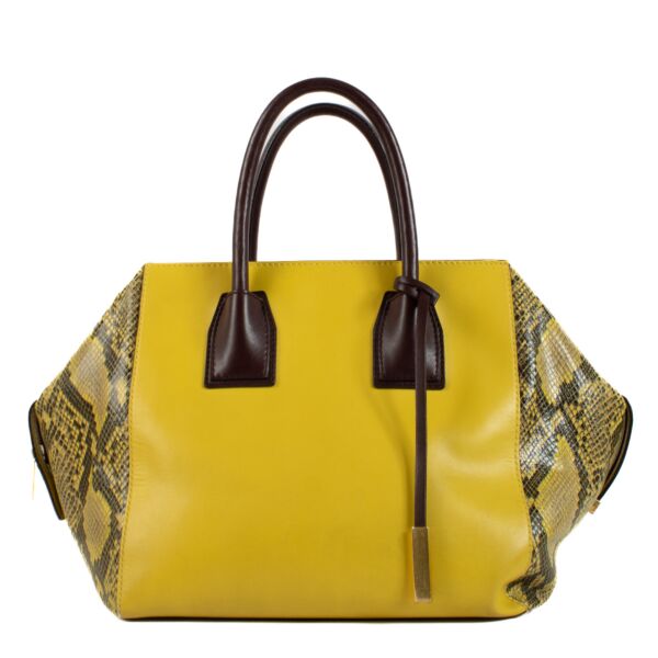 Stella McCartney Yellow Leather x Python Top Handle Bag