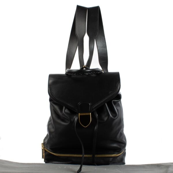 Alexander McQueen Black Leather Logo Backpack