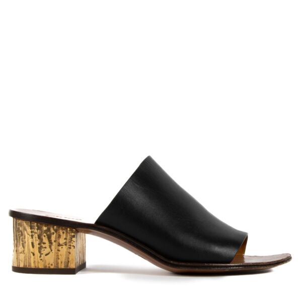 Chloé Black Leather Qassie Mule Sandals - Size 37,5