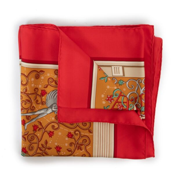 Shop authentic second hand vintage Hermès Autumn/Winter 2001 Red WWW.HERMES.COM Silk Carré 90 Scarf at Labellov