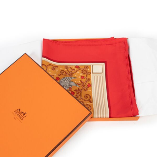 Hermès Autumn/Winter 2001 Red 'WWW.HERMES.COM' Silk Carré 90 Scarf