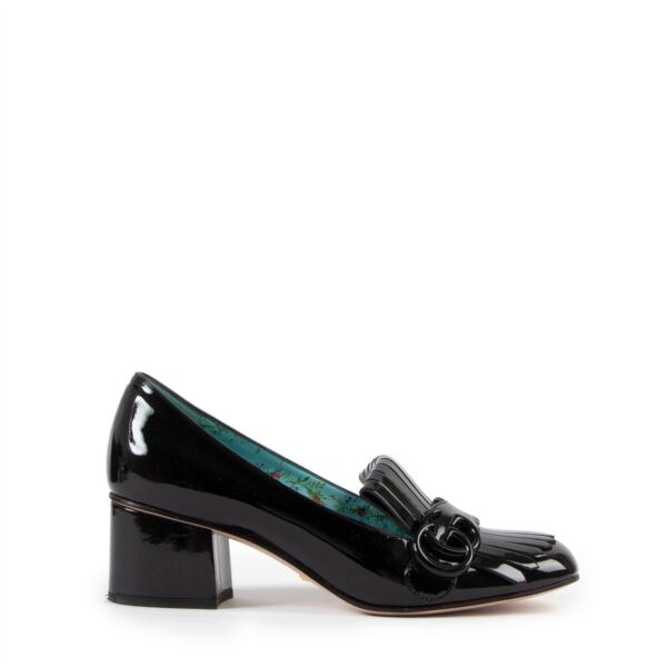 Gucci Marmont Black Patent Leather Mid-heel Pumps