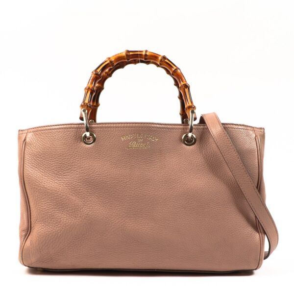 Gucci Pink Bamboo Shopper Medium Top Handle Bag