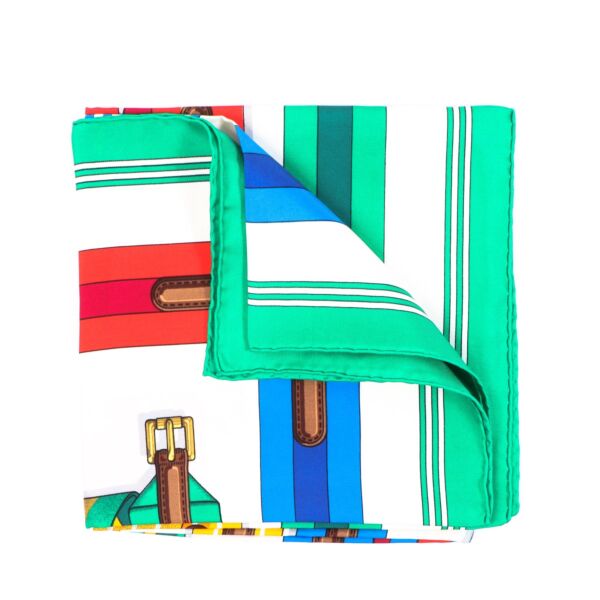 Buy a authentic Hermès Carré Les Sangles Finess Silk Scarf in excellent condition at Labellov in Antwerp.