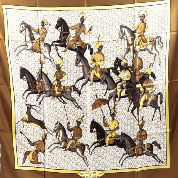 Hermès Brown Ispahan Silk Scarf Carré