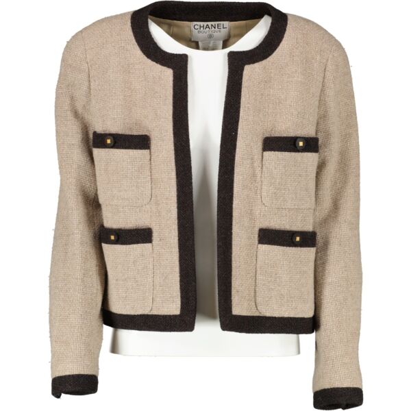 Shop authentic second hand vintage Chanel Autumn 1996 Beige Tweed Jacket at Labellov