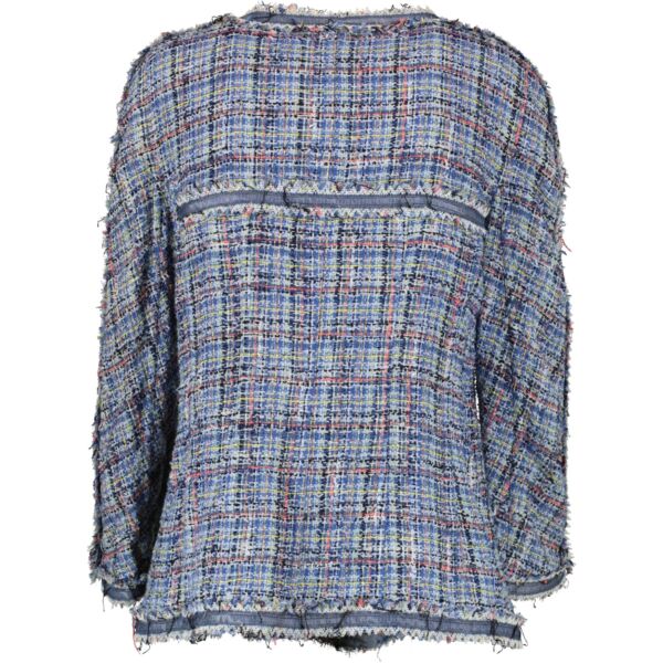 Chanel Spring 2009 Blue Tweed Zipper Jacket - Size FR44