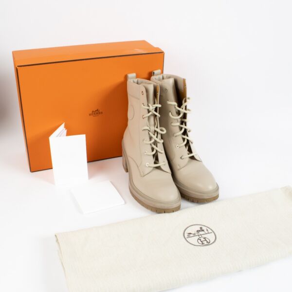 Hermès Beige Bridge Grege Boots - Size 40