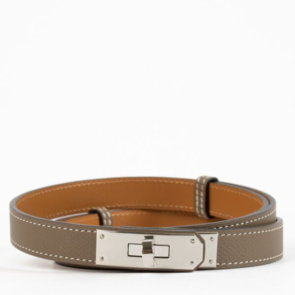 Hermès Kelly 18 Etoupe Epsom Belt PHW 