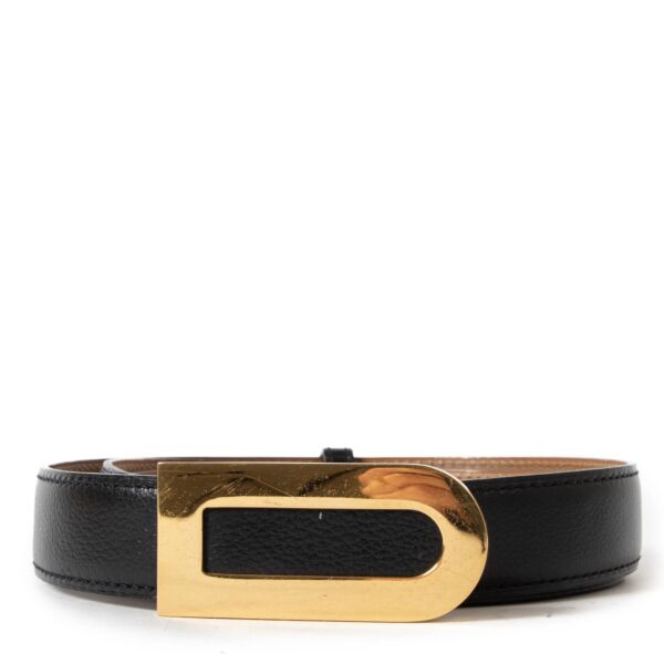 Delvaux Black Leather D Belt for the best price at Labellov secondhand luxury in Antwerp