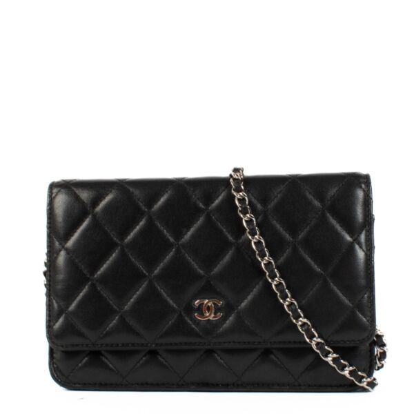 Chanel Black Lambskin Wallet On Chain WOC Bag for the best price at Labellov secondhand designer bags 