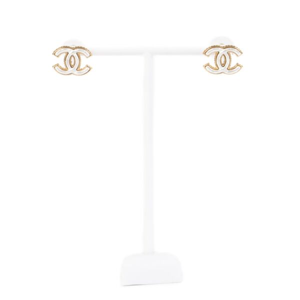 Chanel 23A Pearly CC Stud Earrings