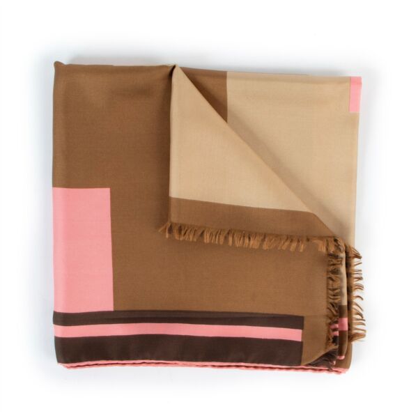 Lanvin Vintage Brown Silk Scarf