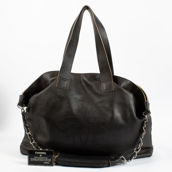 Chanel Brown Calfskin XL Soft Edgy Tote Bag
